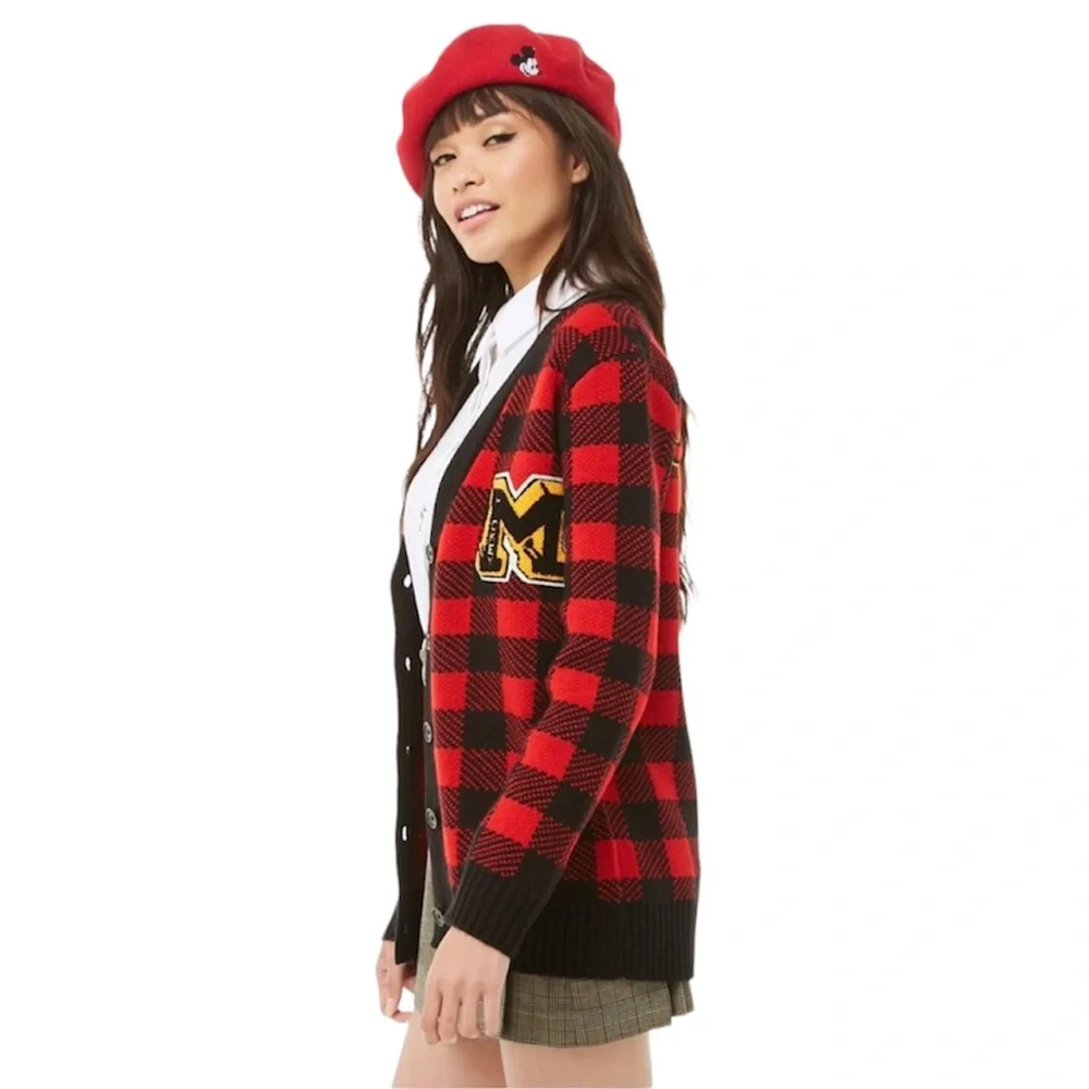 Disney x Forever 21 Mickey Mouse Checkered Cardigan Sweater - Picture 2 of 16
